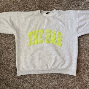 The Bar Heather Gray and lime crewneck